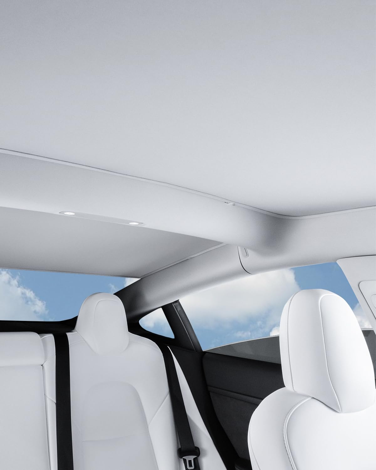 HALOBLK Non-Sag Glass Roof Sunshade with Storage Bag Designed for Model 3, Foldable Sunroof Shade with Heat Insulation Cover for 2021-2023 Model 3 (Gray)