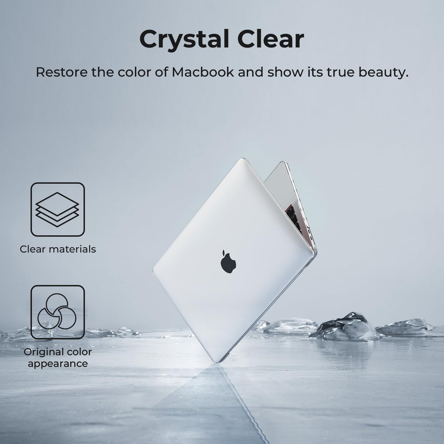 EooCoo Case compatible for Macbook Pro 13 inch M2 M1 A2338 A2251 A2289 A2159 A1989 A1706 with Touch Bar, 2023-2017 Released, Transparent Plastic Hard Shell Cover, Smooth Shiny Surface, Crystal Clear