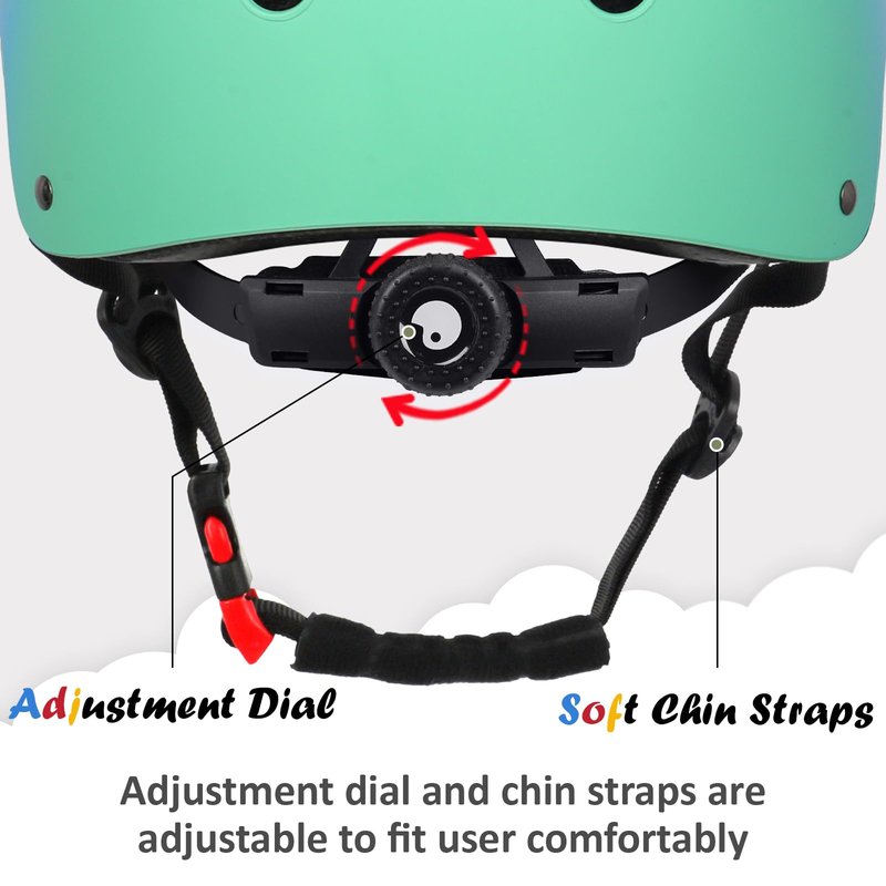 Kids Bike Helmet, Adjustable and Multi-Sport, from Toddler to Youth, 3 Sizes (Pink Blue Green)