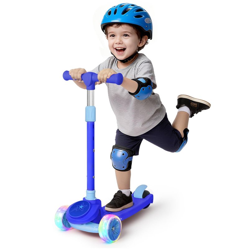Nattork Kids Scooter for Boys Girls with Light Up Wheels, 3 Adjustable Height Handlebars, Lean-to-Steer Technology, Widen Anti-Slip Deck, 3 Wheel Scooter for kid ages 3-8, Support Riders Up to 110 LBS