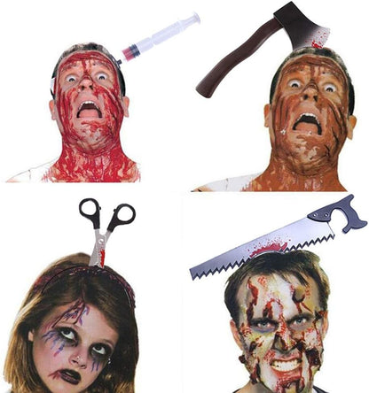 CCINEE 4 Pieces Halloween Costume Headbands, Scary Knife Headband Accessory Horrible Funny Photo Prop for Haslloween Party Favors
