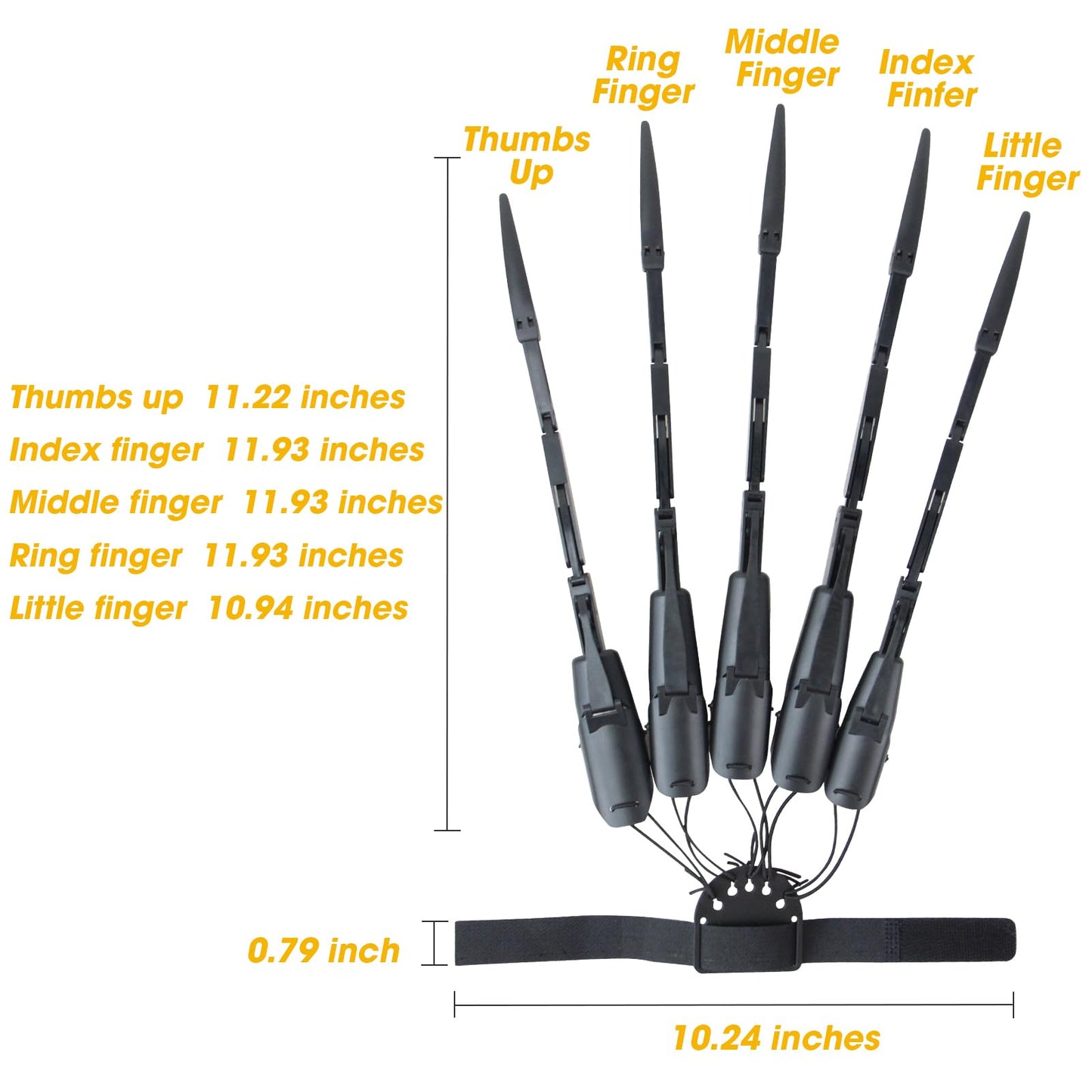 New Articulated Finger Extensions With Protective Glove, Halloween Fingers With Fingernails, Long Claw With Gloves, Scary and Flexible Skeleton Claws Hands (Black+Black Nail)