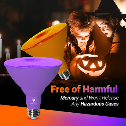 Bluex Bulbs 2 Pack LED Par38 Flood Purple Light Bulb - 18W (120Watt Equivalent) - Dimmable - E26 Base LED Lights, Party Decoration, Porch, Home Lighting, Holiday Halloween Purple Flood Lights Bulb.