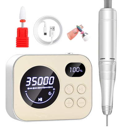 Makartt Electric Nail Drill - 35000RPM Rechargeable Efile with Coreless Motor, Nouvella Portable Nail Filer Machine for Acrylic Gel Removal with Drill Bits Set, Black