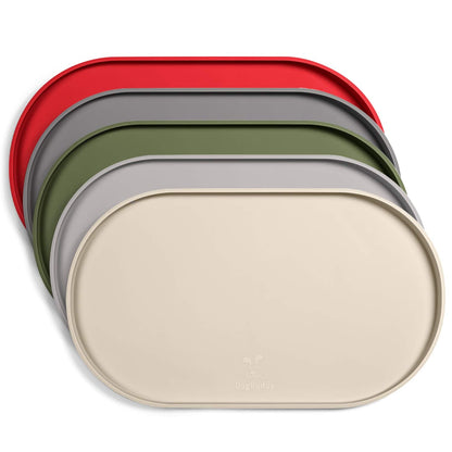 DogBuddy Dog Food Mat - Waterproof Dog Bowl Mat, Silicone Pet Mat for Food and Water Bowls, Nonslip Pet Feeding Mat with Edges, Dogs Food Mats for Floors, Puppy Supplies (Small, White Sand)