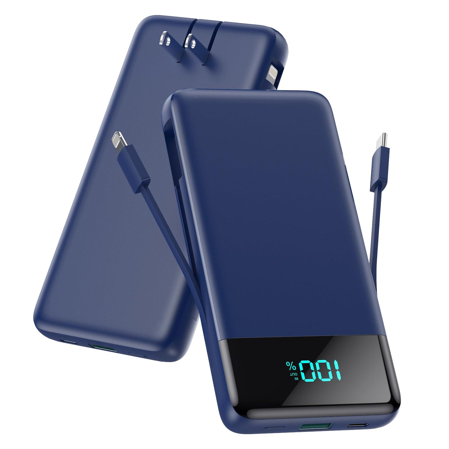 Portable Charger for iPhone with Built in Cables and Wall Plug,Upgraded 13800mAh Fast Charging USB C Power Bank,4 Outputs Travel Essential Battery Pack Compatible with iPhone 15/14/13,Samsung-Purple
