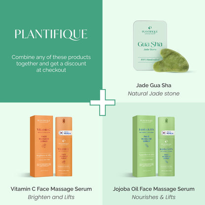 PLANTIFIQUE Jade Roller & Gua Sha Set – Real Jade Facial Tools for Skin Care Routine – Certified Face Massager for Radiant Skin