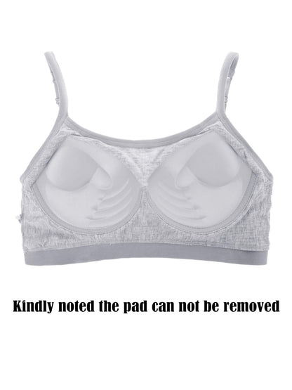 Boao 3 Pieces Mini Camisole Bra Padded Brassiere Tank Top Brassiere Women Sports Bra with Straps(Black, White, Grey,M)