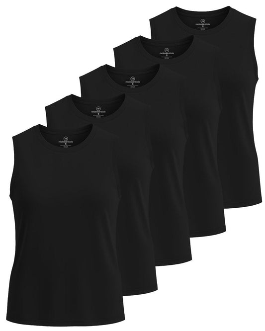Real Essentials 5 Pack: Women's Dry-Fit Tank Top - Racerback Sleeveless T-Shirt Athletic Workout Gym Shirt (Plus Available)- Set 8,XL