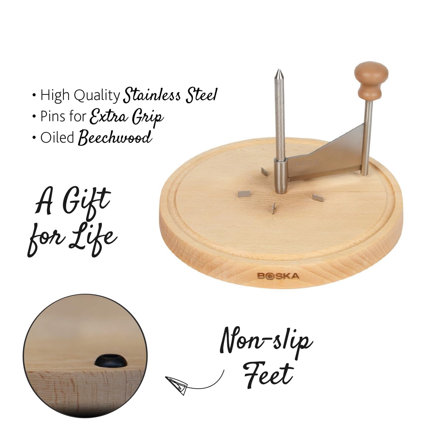 BOSKA Cheese Curler Amigo - The Original with 10-year Warranty - Cheese Wheel for i.a. Tete de Moine, Girolle & Chocolate - Cheese Shaver made of Stainless Steel