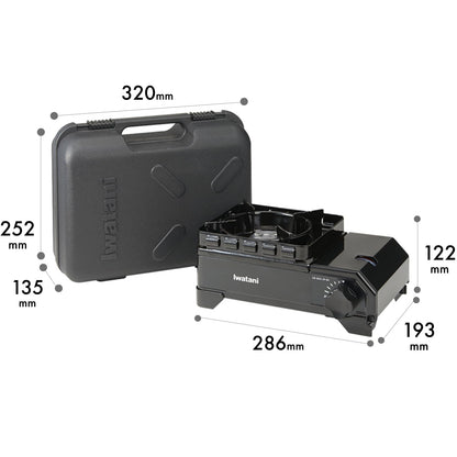 Iwatani Cassette Stove, Gas Tough Maru Jr. Made in Japan, Dutch Oven Compatible, Black