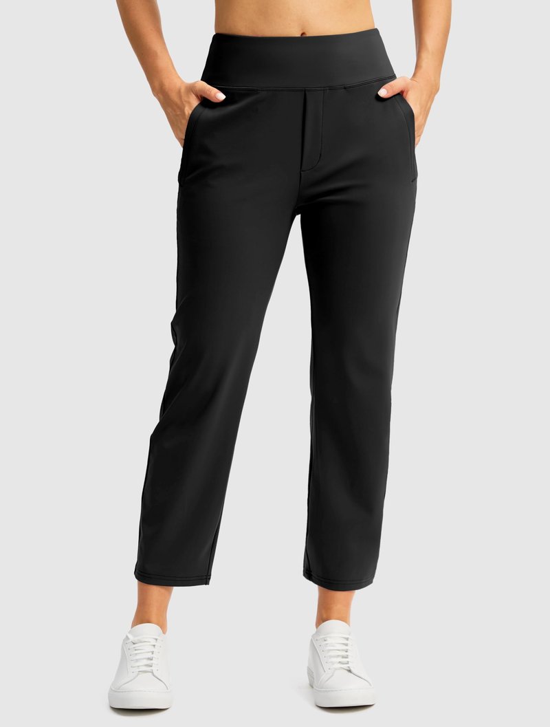SANTINY Women's Pants with 3 Pockets 7/8 High Waisted Stretch Ankle Pants for Women Golf Casual Travel Athletic Work (Black_M)