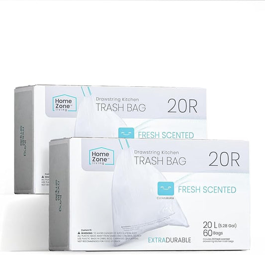 Home Zone Living 2-Pack 5 Gallon Kitchen Trash Bags