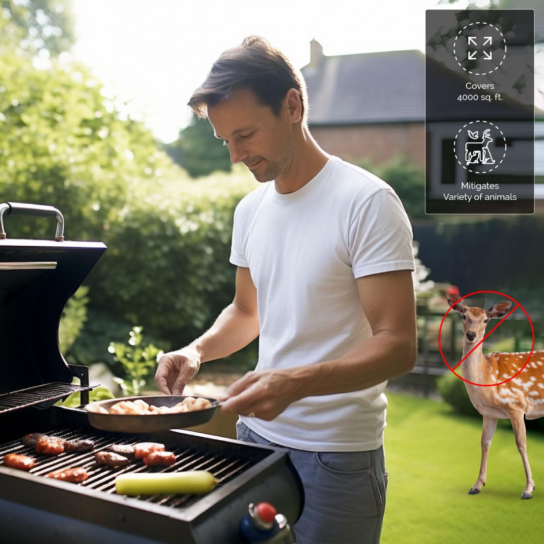 Bird-X Yard Gard, Electronic and Ultrasonic Animal Stopper Device with Motion-Sensor, Easy to Install, Covers up to 4,000 sq. ft., 15-25 kHz Frequency, 6.75" x 5.5" x 3.5"