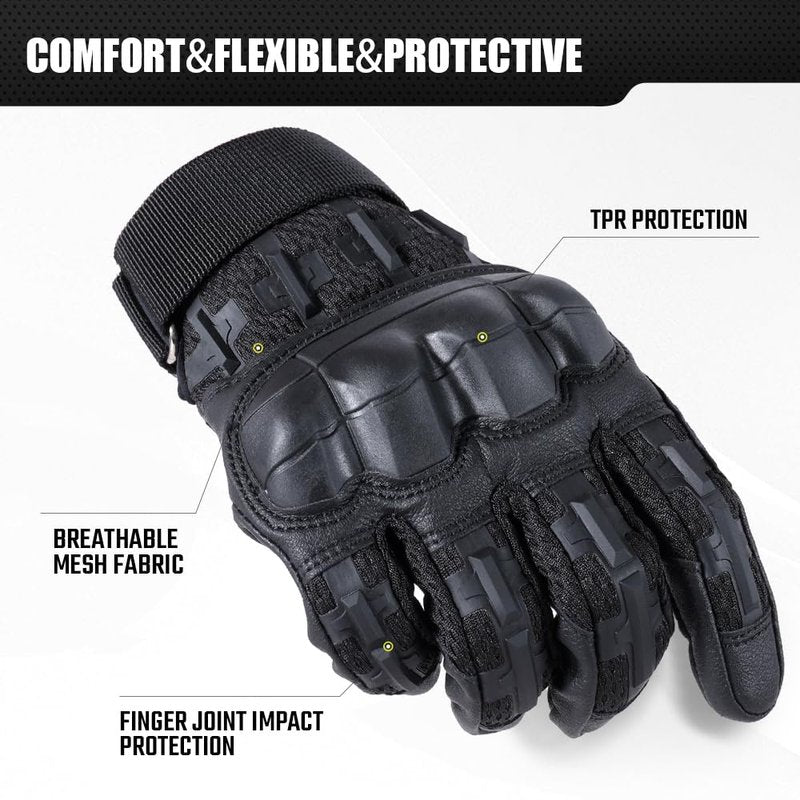 WTACTFUL Touch Screen Motorcycle Tactical Gloves for Men Airsoft Paintball Gear MTB Bike Cycling Cross-Country Motorbike ATV Hunting Hiking Riding Driving Work Outdoor Full Finger Gloves XL Black