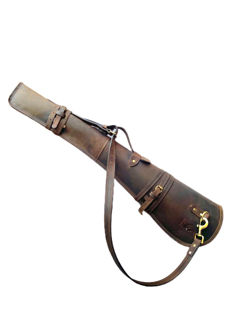 ZOLO LEATHERS Western Hardwax Leather Shooting Gun Cover Shotgun Case Leather Rifle Scabbard with Adjustable Shoulder Strap (Vintage Brown)