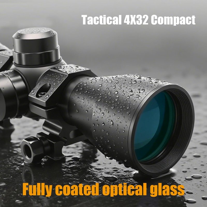 Tactical 4X32 Compact Riflescope - Mil Dot Reticle for Precision Hunting | Adjustable Rail Mounts