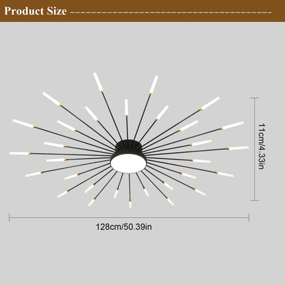 JAYMP Ceiling Light Modern Flower Shape Ceiling Lamp for Living Room Dining Room Flush Mount Metal Acrylic Sputnik Firework Petal LED Lighting Fixture (Matte Black, 30+1 Lights)