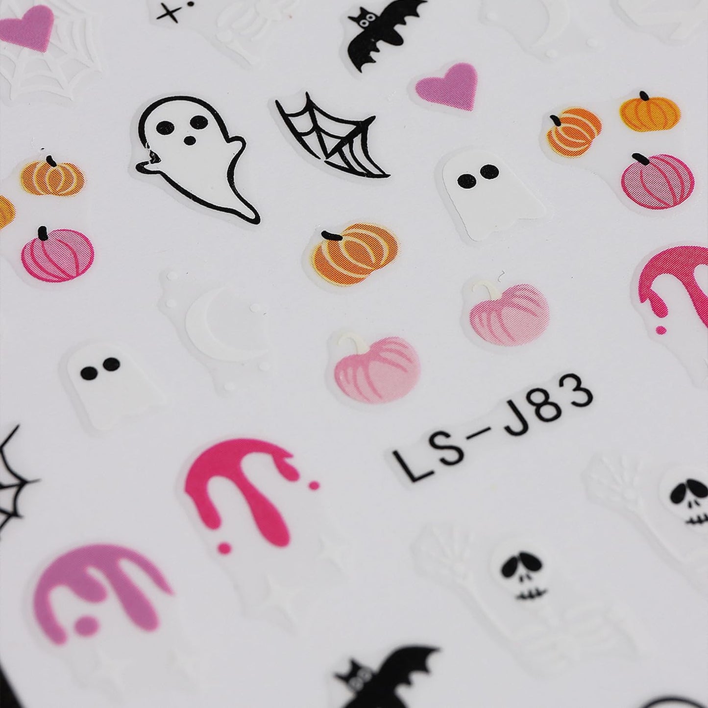 Halloween Nail Art Stickers Cute Ghost Pumpkin 3D Self-Adhesive Nail Decals Bat Cat Skull Designs Nail Decorations Halloween DIY Manicure Supplies for Women Girls&Kids 6Pcs