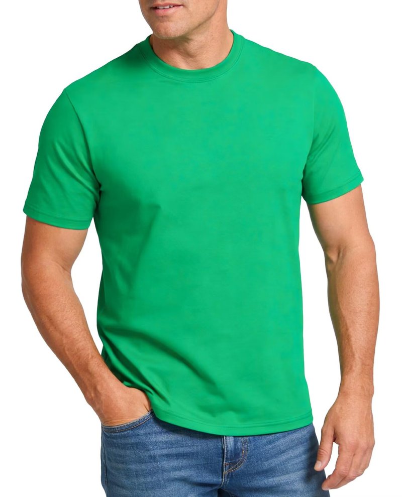 RGJU Mens T-Shirt Plain Crewneck Moisture Wicking, Relaxed Fit Tee Shirt Short Sleeve Soft Breathable Tshirt Casual Basic(Green,L)