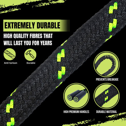 ALPHANIZE Heavy Jump Rope For Fitness 3LB - New 360 Rotating Handles Weighted Jump Rope - Full Body Workout For Men & Women