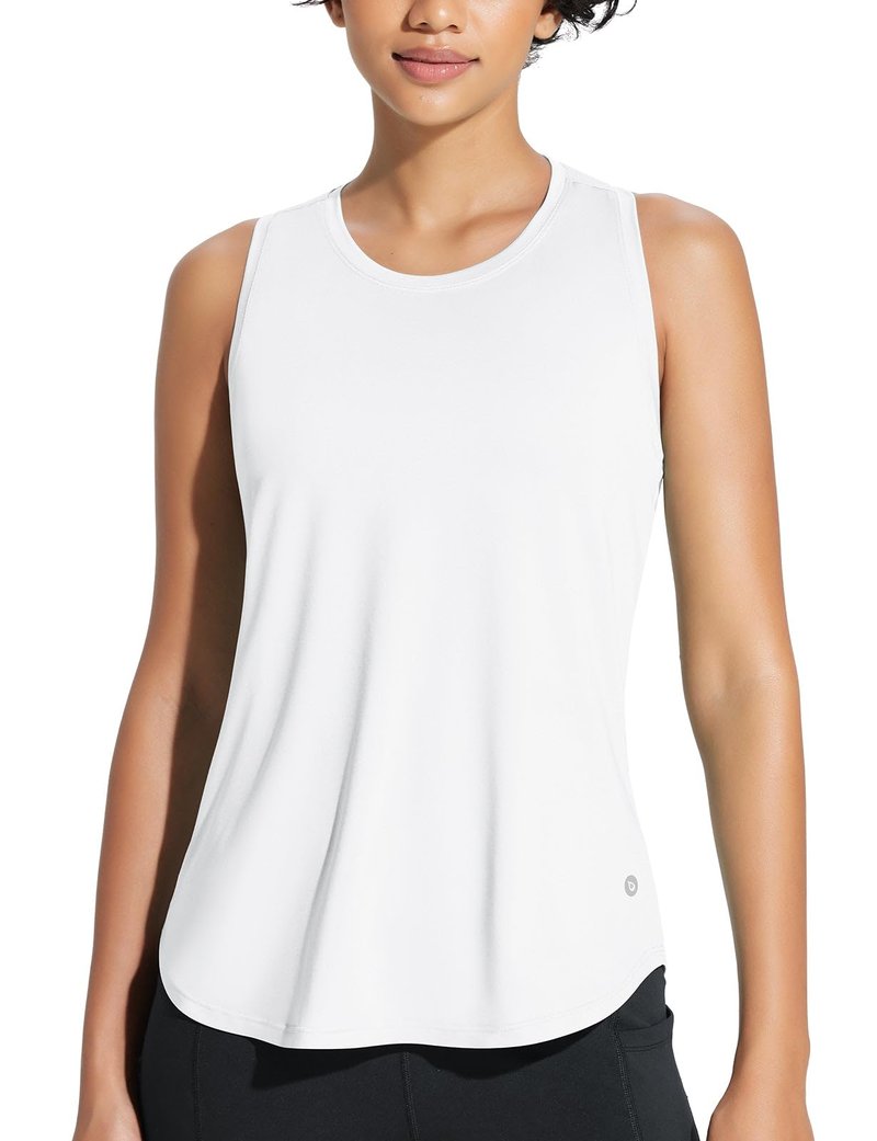 baleaf Women's Workout Tank Top Racerback Tops Sleeveless Running Shirts Loose Fit Yoga Athletic Gym Sports White 2XL