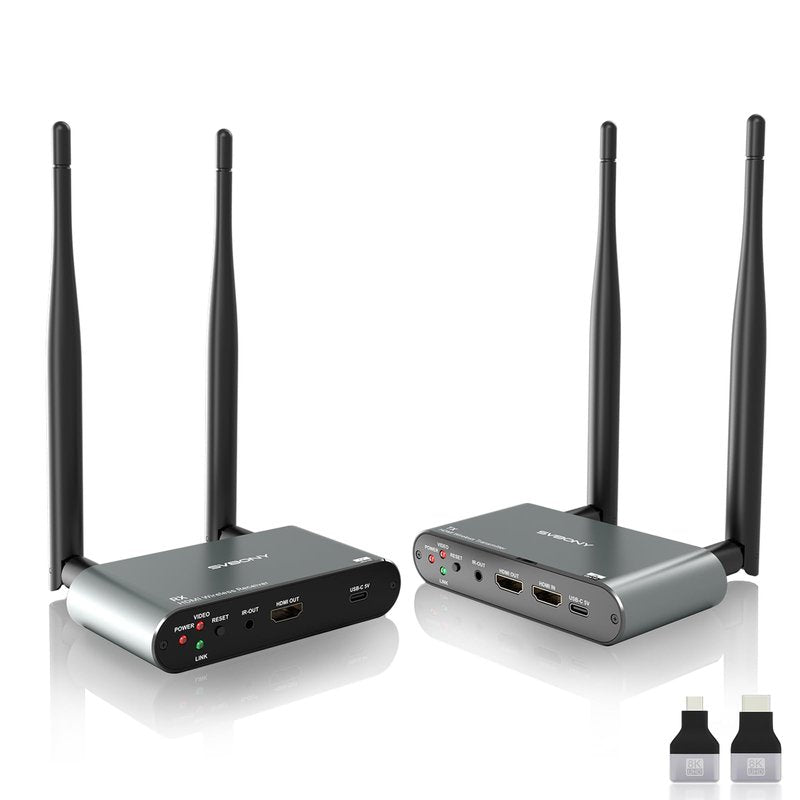 SVBONY TransAir2 Wireless HDMI Transmitter and Receiver 4K 30Hz, 5.8GHz, 1TX to 4 RXS, 1000 FT, HDMI Loop-Out, IR Extend, 0.06s Latency, 9 Channels, from PC, Laptop, STB to TV, Projector, Monitor