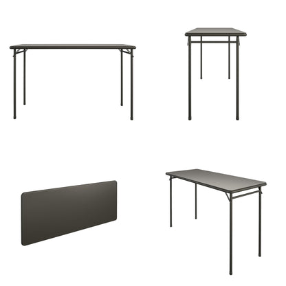 COSCO 20" x 48" Vinyl Top Folding Table, Black