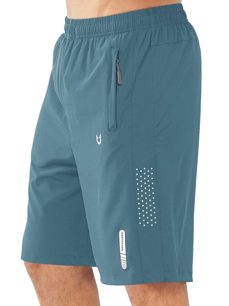 NORTHYARD Men's Athletic Running Shorts Gym Workout 7"/9"/5" Quick Dry Lightweight Sports Basketball Tennis 3 Zipper Pockets GREYBLUE-9inch M