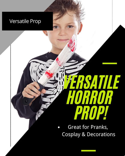 Bloody Butcher Knife-Fake Realistic Bloody Knife Prop Halloween Costume Knife for Zombie Costumes