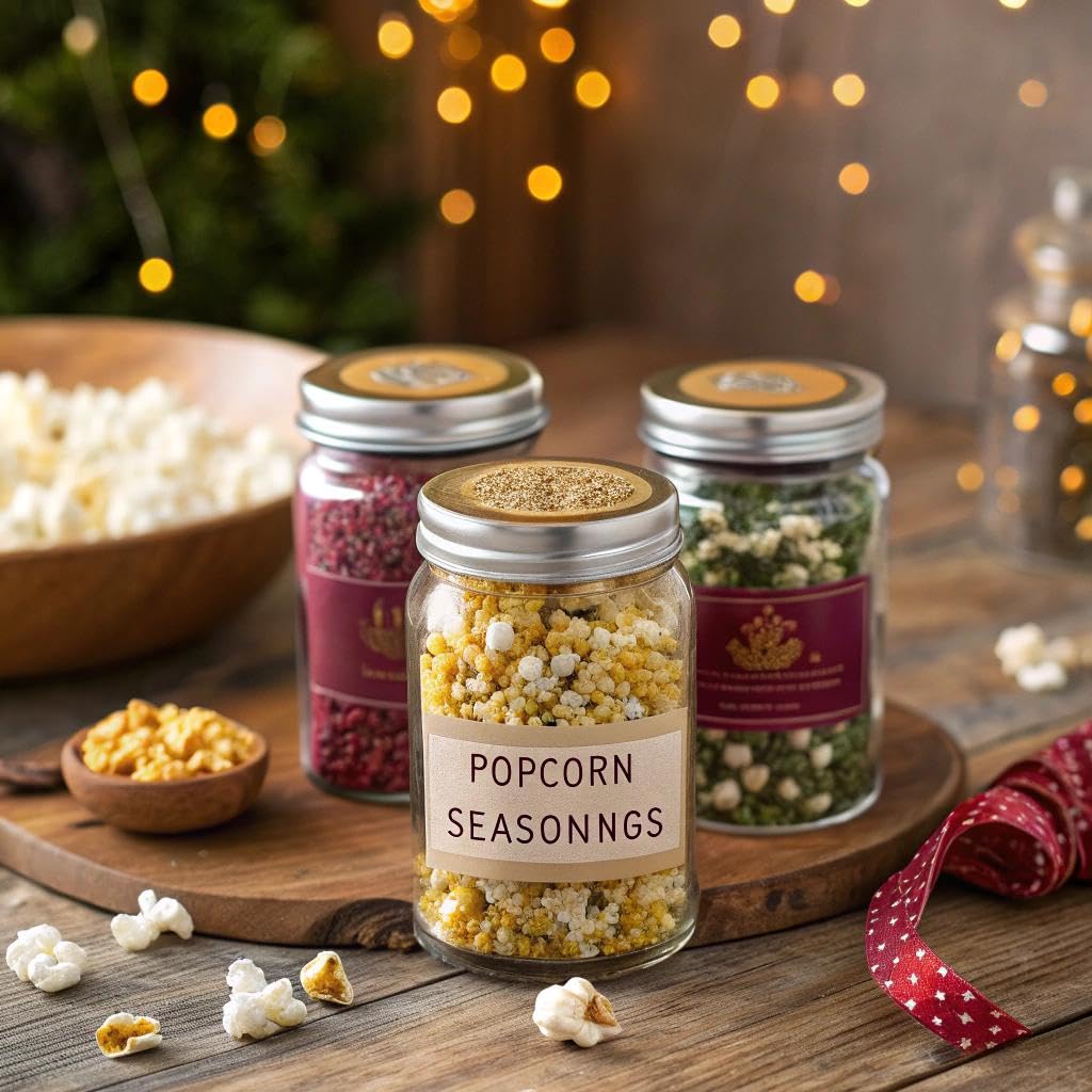 Urban Accents Movie Night Popcorn Gift Set – Includes 3 Gourmet Popcorn Kernel Varieties & 5 Flavorful Seasonings – Perfect Snack Gift Box for Parties, Holidays, or Movie Lovers