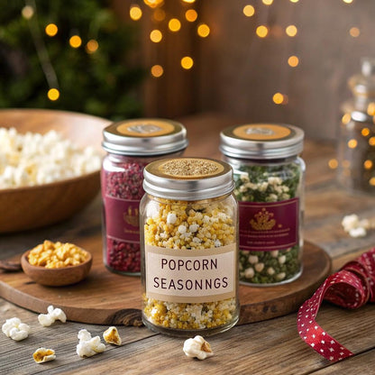 Urban Accents Movie Night Popcorn Gift Set – Includes 3 Gourmet Popcorn Kernel Varieties & 5 Flavorful Seasonings – Perfect Snack Gift Box for Parties, Holidays, or Movie Lovers