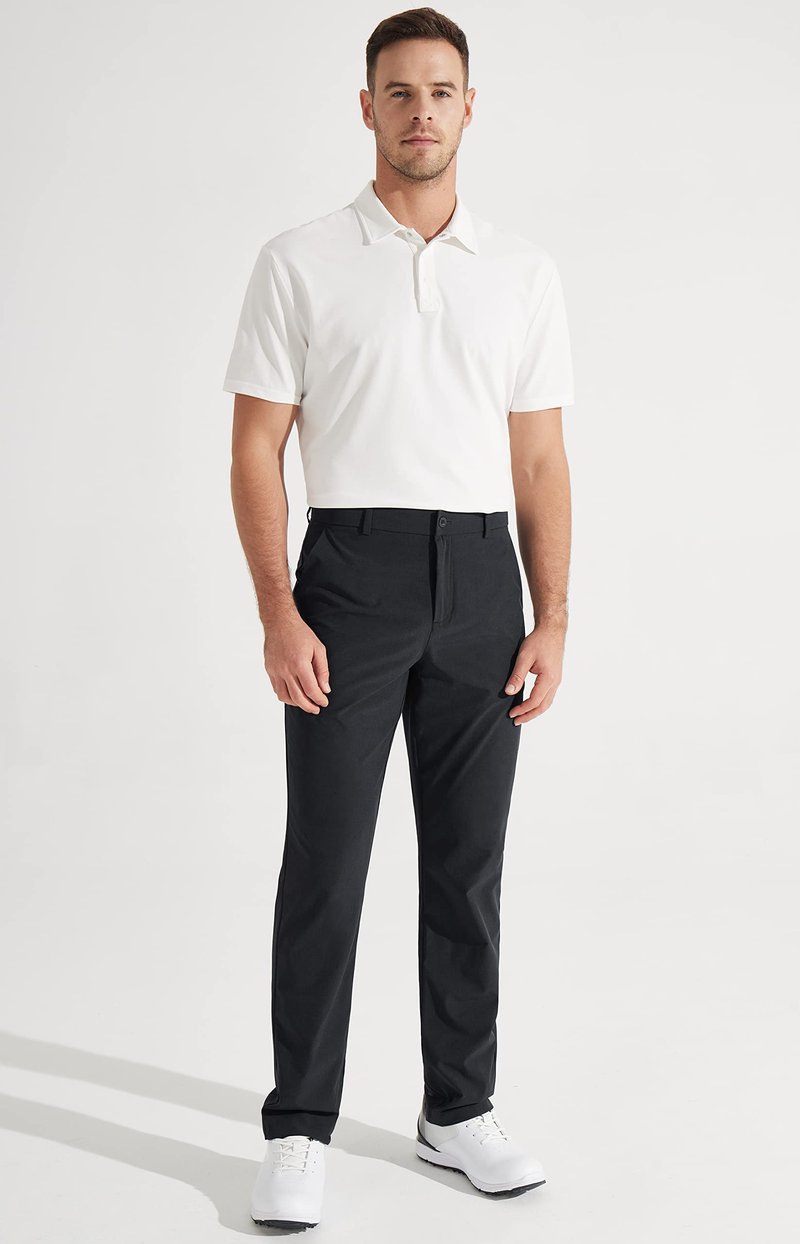 Libin Men's Dress Pants Comfy Lightweight Golf Pants 34" Stretch Business Casual Outfits with Pockets for Work Office Travel Vacation, Black, 35W x 34L