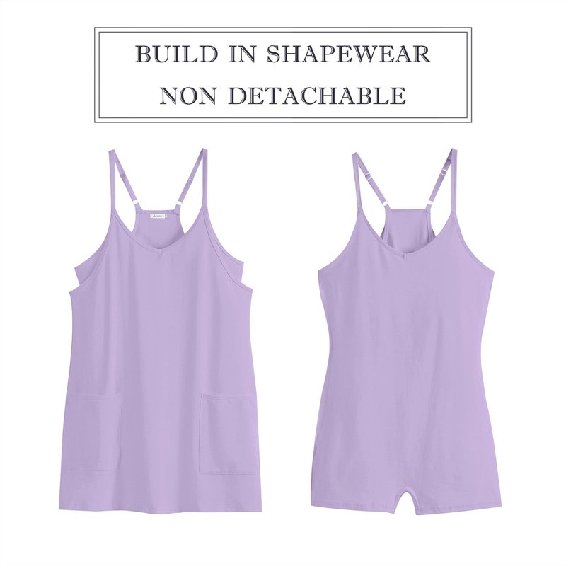 ANRABESS Women Athletic Dress Summer Tennis Workout Active Sports Mini Romper Dress Built in Shorts Travel Vacation Clothes Light Purple Large