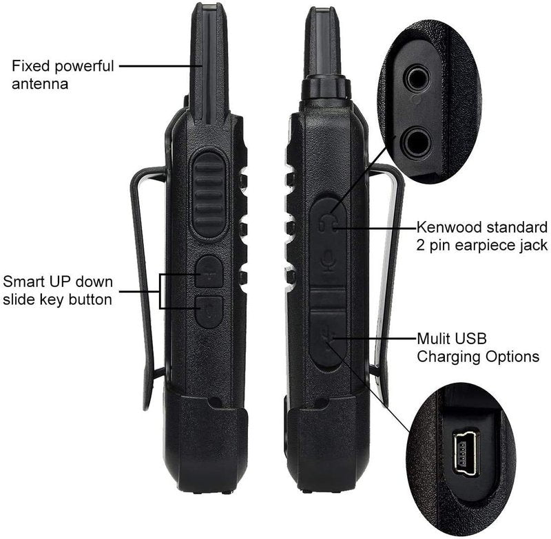 Retevis RT22 Two Way Radio (4 Pack) with VOX Earpiece, Long Range Rechargeable, Portable, Handsfree Walkie Talkie for Adults, Security Acoustic Tube Earpiece