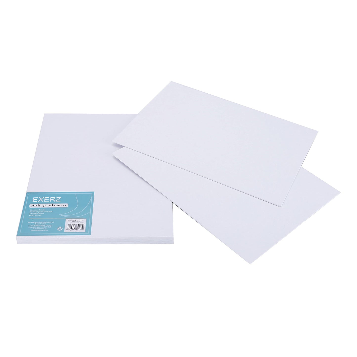 Exerz 30x40cm Canvas Panels 3mm 6pcs 280gsm 100% Cotton/Blank Artist Canvas Board/Triple Primed/Acid Free/Medium Grain - Oil & Acrylic Painting for Artists (30x40 cm - 6pcs), E5310-3040-6PK