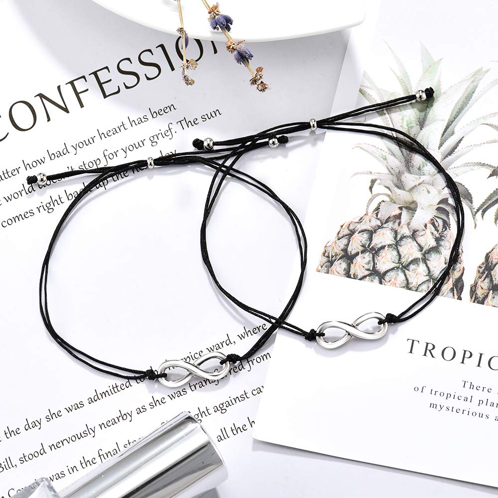 MANVEN Matching Bracelets for Couples Best Friends Pinky Promise Bracelets Birthday Gifts for Family Sister Women Men