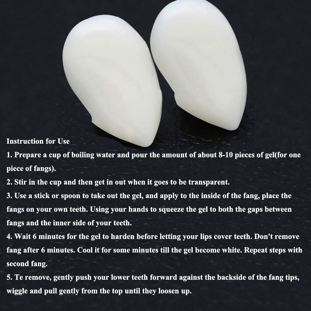 Secaden Cosplay 3 Pairs Vampire Teeth with Adhesive Dentures Halloween Party Props Fangs (13mm, 15mm, 17mm)