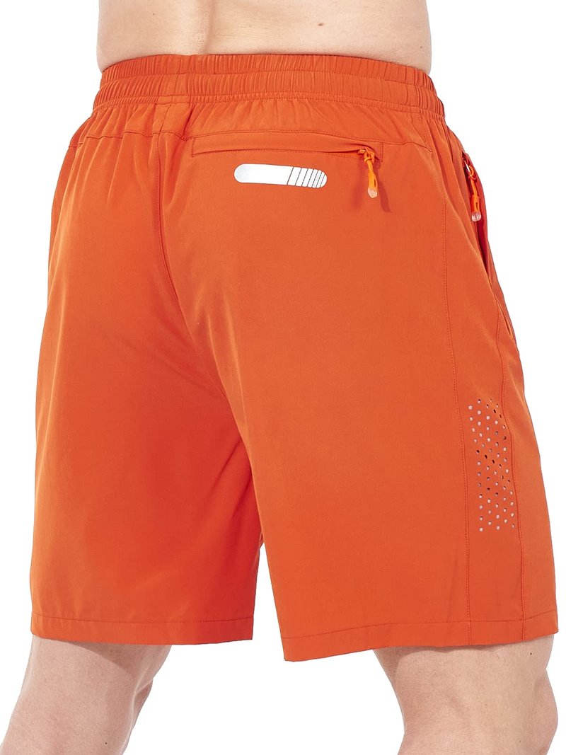 NORTHYARD Men's Athletic Running Shorts Gym Workout 7"/9"/5" Quick Dry Lightweight Sports Basketball Tennis 3 Zipper Pockets Orange XL