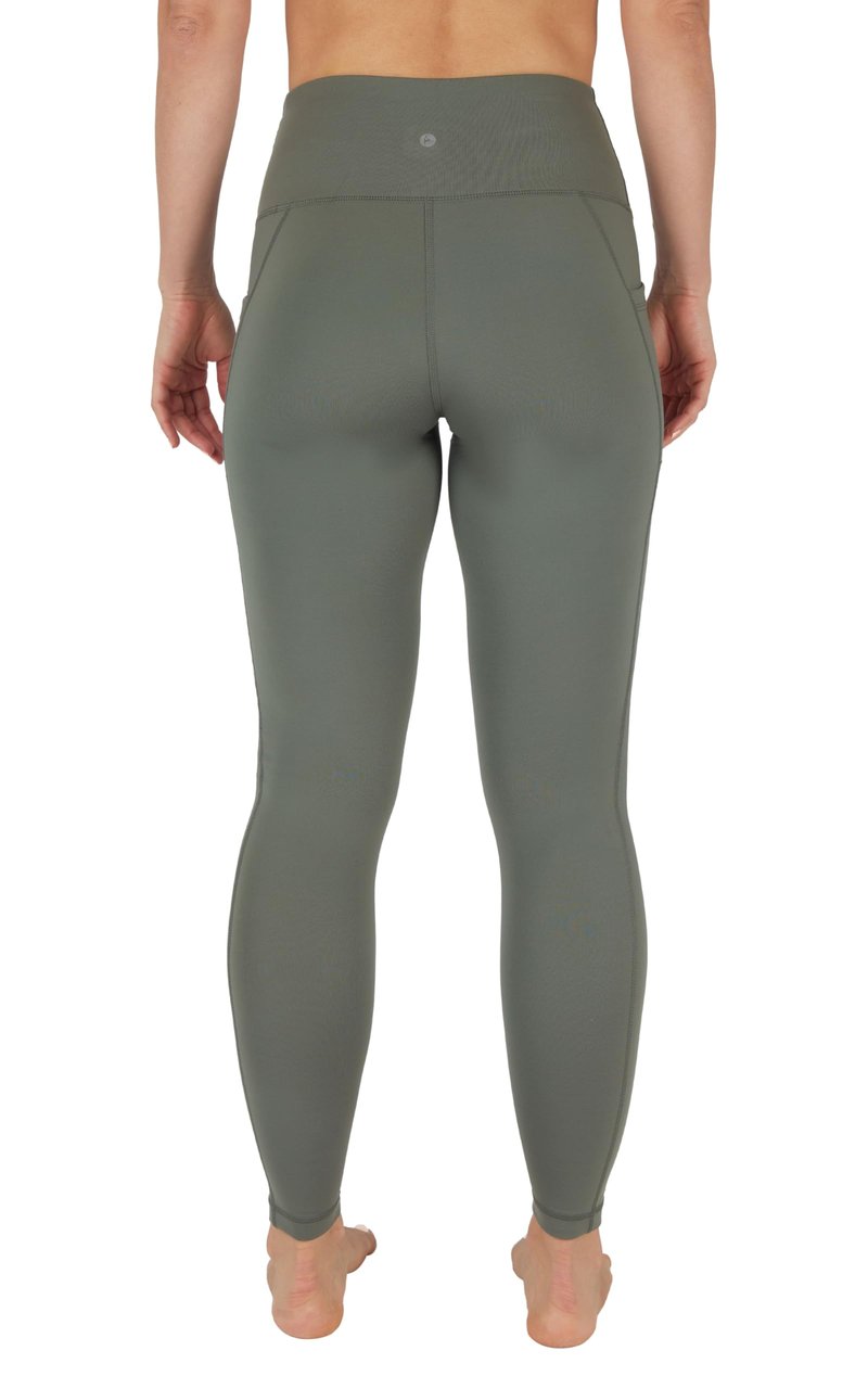90 Degree By Reflex High Waist Fleece Lined Leggings with Side Pocket - Yoga Pants - Mulled Basil with Pocket - Large