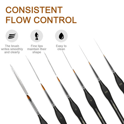 6Pcs Miniature Paint Brushes Set with Triangular Handles - for Acrylics, Oils, Watercolors & Paint by Number, Figurine(Black)