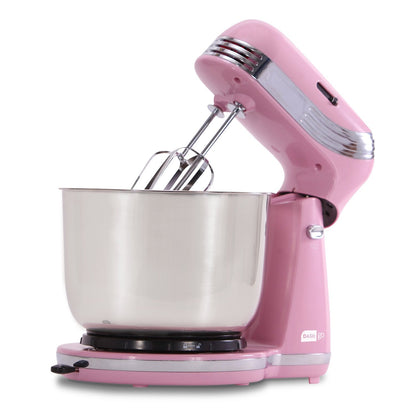 Dash Stand Mixer (Electric Mixer for Everyday Use): 6 Speed Stand Mixer with 3 Quart Stainless Steel Mixing Bowl, Dough Hooks & Mixer Beaters for Dressings, Frosting, Meringues & More - Pink