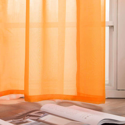 MIULEE Short Window Orange Sheer Curtains for Fall Elegant Transparent Voile Curtain Halloween 2 Panels for Bedroom Living Room 54 x 63 Inches Length