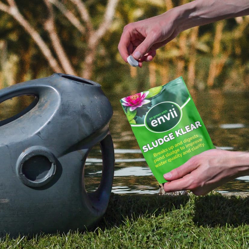 envii Sludge Klear Pond Sludge Remover, Natural Bacteria Sludge Buster Digests & Controls Organic Waste, Safe for All Fish & Wildlife, 6 Tablets treats 30,000 litres