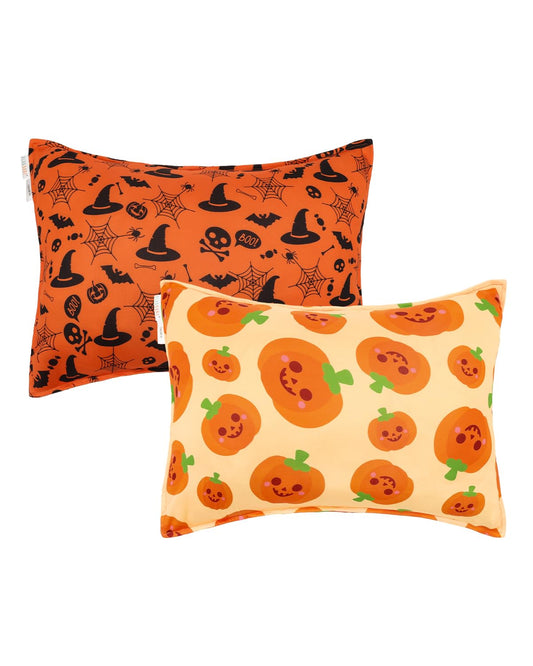 ALVABABY Toddler Pillowcases Stretchy Soft Kids Pillow Cover 2 Pack Fit 13"x 18" or 12"x16" Envelope for Girl Boy Sleepy Travel Halloween 2TPE34A