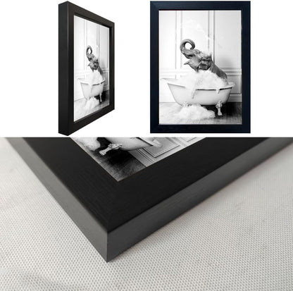 Bathroom Picture Wall Decor, Framed Black and White Bathroom Wall Art, Toilet Paper in Little Funny Raccoon's Hand Animal Canvas Print Painting