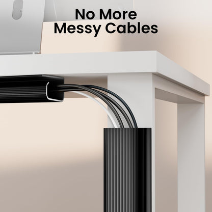 EVEO Cable Management Under Desk Kit (6 Units) - Under Desk Cable Management Cord Hider, Cable Hider Cord Management, Cable Organizer, Cord Organizer Tray | Self-Adhesive 96'' J Channel 6X16 - Black