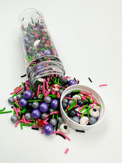 Halloween Sprinkles Pearl Sugar Eyeball Candy 120g/ 4.2oz Baking Edible Cake Decorations Cupcake Toppers Cookie Decorating Ice Cream Toppings Celebrations Shaker Jar Wedding Shower Party Chirstmas Supplies (Eyeball purple pink green candy)