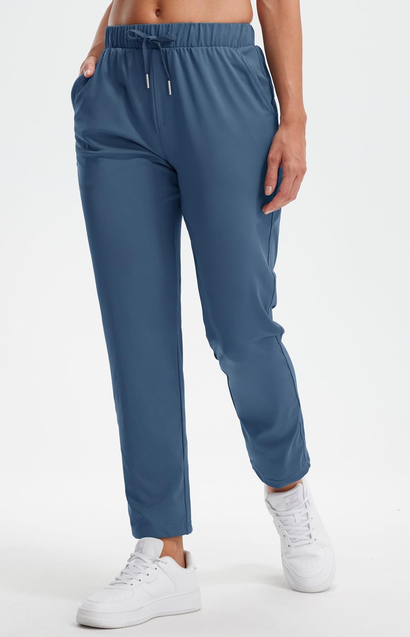 Libin Women's 4-Way Stretch Golf Pants 7/8 Ankle Casual Workout Sweatpants Dress Work Pants with Pockets for Joggers, Yoga, Athletic, Lounge, Travel, Blue,Small