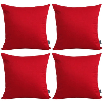 Thmyo 4-Pack 100% Cotton Comfortable Solid Decorative Throw Pillow Cases Square Cushion Cover Pillowcases Sublimation Blank Christmas DIY Throw Pillow Covers for Sofa Bed Car(18x18 inch/ 45x45cm,Red)